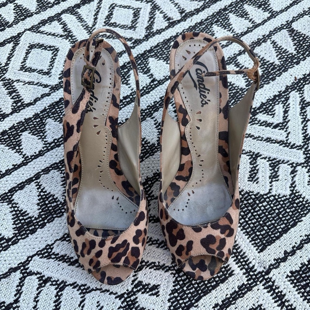 y2k leopard Print Slingback Heels